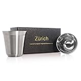 Espresso Cups 80mL - 2 x Double Wall Stainless Steel Espresso Cup by Zurich. Vacuum insulated. 80ml (2.7-oz) alternative for DeLonghi, Bodum and Nespresso Cups. (Silver)