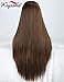 K'ryssma Brown Lace Front Wigs with Highlights Long Silk Straight Synthetic Wig for Black Women Heat Resistant 22 Inches