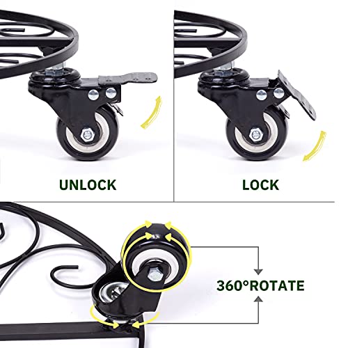 homenote Metal Plant Caddy, 13.5” Plant Stand with Wheels for Large