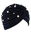 Firsthats Women's Muslim Pleated Head Wrap Knit Bonnet Turban With Pearls
