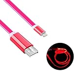 Bambud Flowing LED Light Up iPhone Charger Cable 3 ft USB Sync and Charging Cable Cord for iPhone X/8/7/7 Plus/6s/6s Plus/6/6 Plus/5s/5c/5/iPad/iPod (iOS Red)