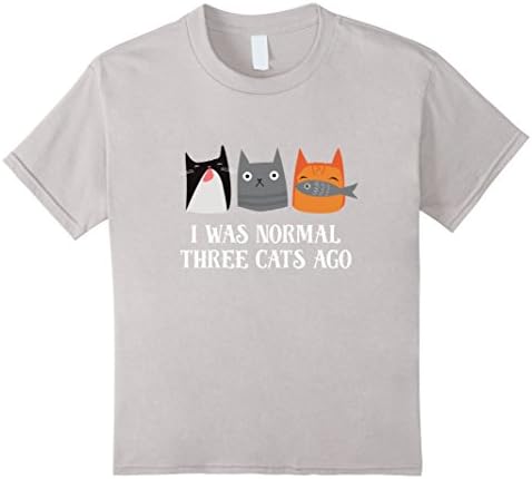 unisex-child I Was Normal Three Cats Ago Funny Shirt 10 Silver