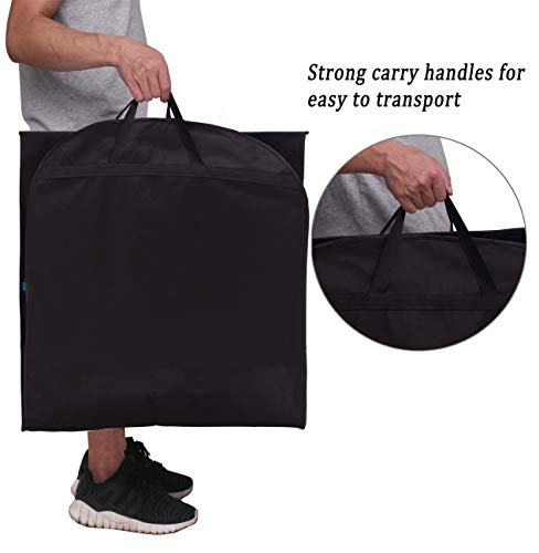 KIMBORA 60" Black Garment Bag Breathable Travel Storage with 2 Large Mesh Pockets and Carry Handles for Suits, Dresses, Coats, Tuxedos Cover (Pack of 2)
