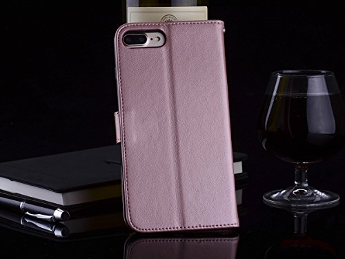 Scheam iPhone 7 Plus iPhone 8 Plus Wallet Leather Case Protective Durable Phone case Shell Folio flip Cell Phone Cover Bag Card Slots,Cash Pocket,Rose Gold