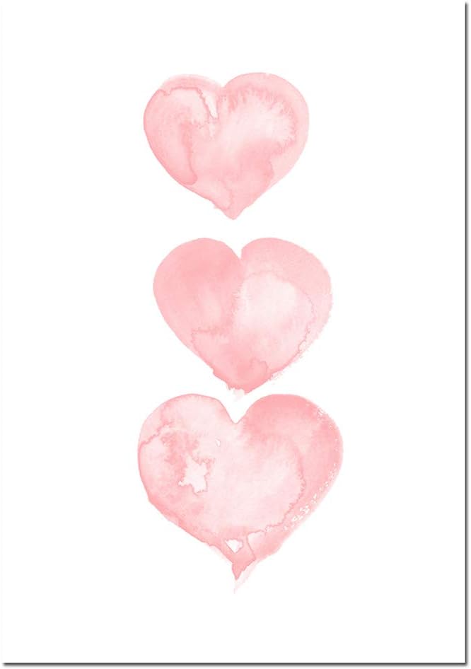 Homeofying Kids Room Nordic Wall Posters & Prints Wall Paintings Pink Nordic Style Pink Heart Letters Design Canvas Painting Wall Art Kids Room Decor 1# 50 * 70cm