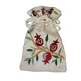Embroidered Havdalah Spice Bag and Cloves - Pomegranates Design - By Yair Emanuel (BBE-3)