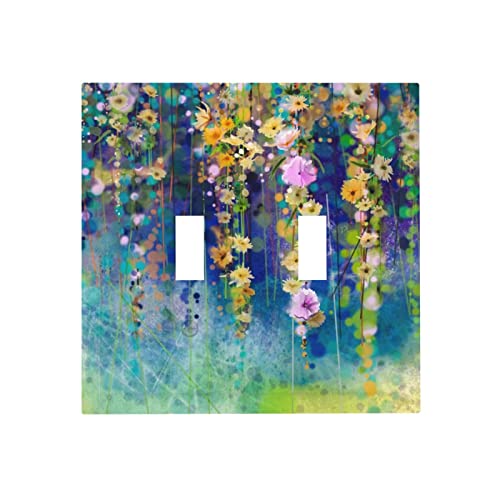 Green Wild Flower 2 Gang Double Toggle Light Switch