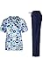 MedPro Women's Printed Medical Scrub Set V-Neck Top and Pants