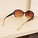Xinhuaya Women's Oversized Metal Rivet Eyeglasses Round Sunglasses Brown