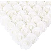 Stemless Roses, 200 Pcs White Artificial Rose Heads - 1.97in, Perfect for DIY Craft, Wedding Bouquet, Party Decoration