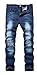 Boy's Blue Skinny Fit Ripped Destroyed Distressed Stretch Slim Denim Jeans Pants