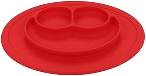 TamPa Silicone Baby Food Placemat with 3 Compartments Food Plate Portable Non Slip Mat Meal Divided Plate for Feeding Babies Toddlers and Kids (Red)