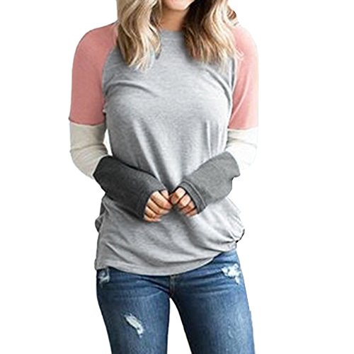 Hosamtel Fashion Womens T-Shirt Long Sleeve Patchwork Button Tie Pullover Ladies Casual Tops Sweatshirt Blouse Top