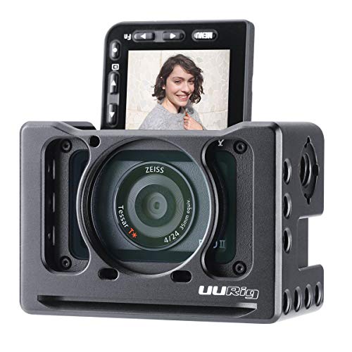 UURig C-RX0 II Metal Extension Cage for Sony RX0 II/RX0 with Cold Shoe to Mount Microphone Selfie Vlog Video Accessories 37MM Lens Adapter Arri Hole Quick Release Fixation 1/4" Tripod Mount