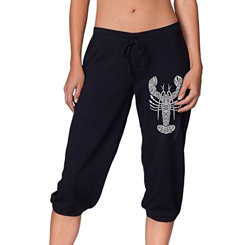 BONNGST Tribal Maine Lobster Womens Workout Capris Pants Fitness & Gym Trousers