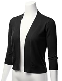 LALABEE Bolero clásico para mujer, manga 3 4, parte delantera abierta, talla S a XL