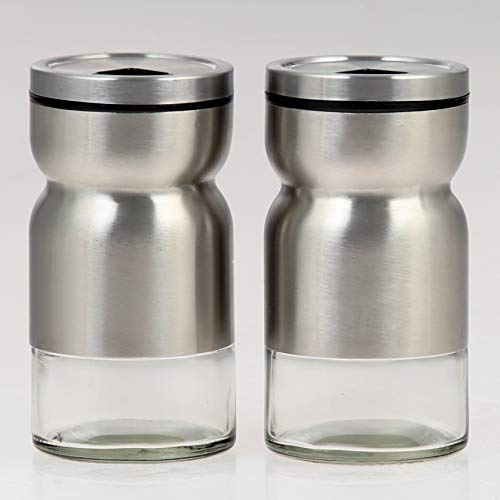 Salt and Pepper Shaker with adjustable pour holes dispenser lids