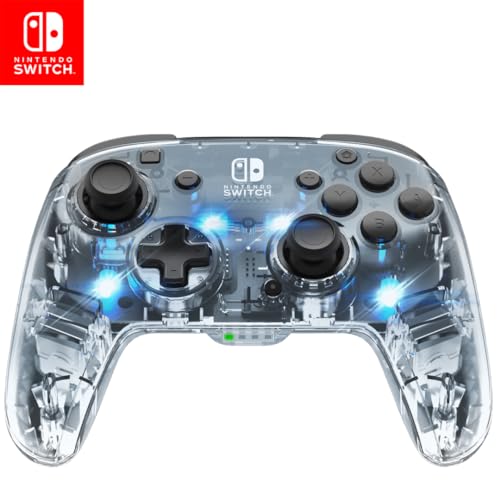 Afterglow LED drahtlos Deluxe Gaming Controller - Lizenziert durch Nintendo für Switch and OLED - RGB Hue Color Lights - See through Gamepad Controlle