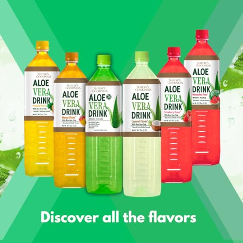 NATURE’S GOODNESS ALOE VERA DRINK WITH PULP – 50.7 FL OZ (1.5 L) – REFRESHING BEVERAGE WITH REAL ALOE VERA JUICE