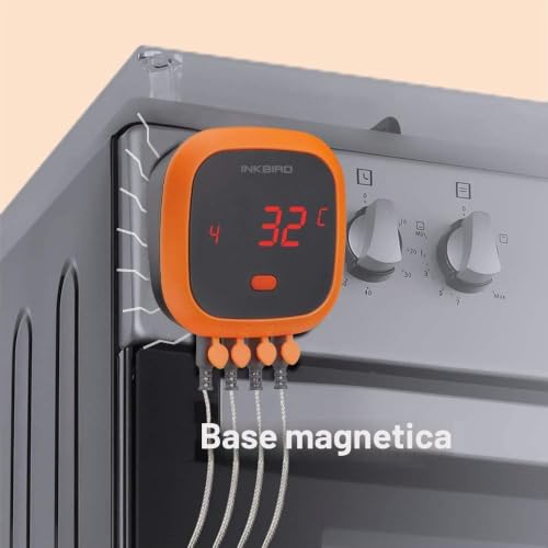 INKBIRD Waterproof Bluetooth Meat Thermometer with 4 Probes, Remote Control Rechargeable Magnet with Alarm for Kitchen, Smokers, Oven, Barbecue, Grill