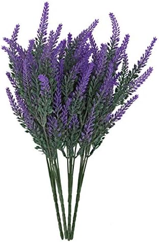 EZFLOWERY 4 Bundles Artificial Lavender Flowers Bouquet Arrangement, for Home Decor, Wedding, Office, Garden, Patio, Room, Hotel, Event, Party Decoration (4 Pack, Lavender - Purple)