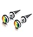 Vnox Jewelry Stainless Steel Fashion Rainbow Ear Stud Earring for Gay & Lesbian Pride
