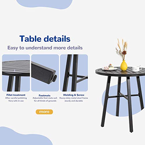 JY QAQA 3 Piece Outdoor Bistro Set Metal Frame Table and Chairs All