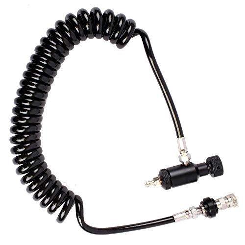 Gurlleu PCP Paintball Remote Line Coil & Fill Station Hose, G1/2 Thread, 8mm Quick Disconnet Plug Adapter for Air or Co2 HPA Tanks