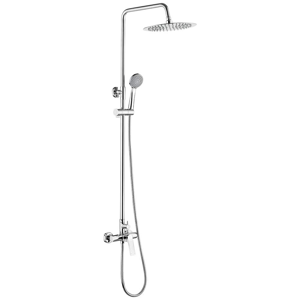 Ibergrif M17004 Prague, Column, Hand System, Hose, Adjustable Shower Bar and Stand, Black,Silver