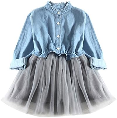 Girls Clothes,UUSUNI Toddler Baby Kids O-Neck Long Sleeve Denim Mesh Stitching Princess Tutu Dresses Cowboy Clothes