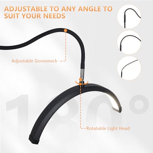 MeoYlaery Eyelash Extension Lamp, Half Moon with Remote Control, On Stand with 360° Adjustable Head, 3000K-6000K, Professional Aesthetic for Tattoo, Makeup Artisans