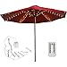 HeKation Patio Umbrella String Lights Battery Operated, 8 Lighting Modes Remote Control, Waterproof Outdoor LED Light for Beach Parasol Camping Tents Garden Decoration (Warm White)