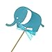 Shxstore Gray and Blue Elephant Cake Cupcake Topper Picks For It's A Boy Baby Shower Birthday Themed Party Decorations Supplies