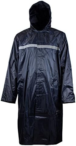 RK Rain Wear Men's Waterproof Long Raincoat PVC Trench Coat, Navy, 3XL