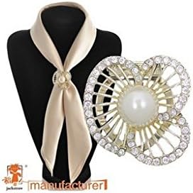 Estony Rhinestone Pearl Scarf Buckle Brooch Clips Pin For Women
