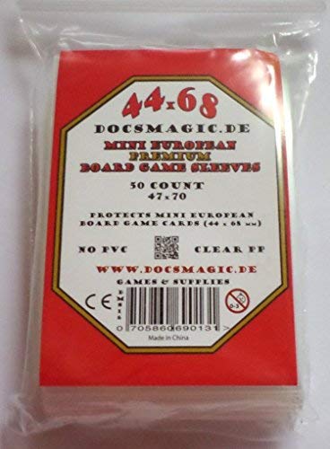 docsmagic.de 50 Premium Mini European Board Game Sleeves - 46 x 70 - Small EU - 44 x 68