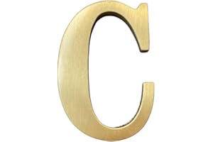 BWRMHME 1.77 Inch Height Self Adhesive Solid Brass English Letters 45mm Wall sticker Gold Mail Box Numbers House Address Numbers Shop Studio Name DIY Combination For Wall Home Decor Hardware (Letter C)