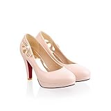 Maymeenth Girls Closed Toe Pointed Toe High Heel PU Soft Material Solid Pumps
