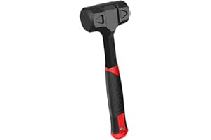 YIYITOOLS 1LB (16oz) Dead Blow Hammer, Heavy Duty One-Piece Forged Carbon Steel Construction, Steel Ball-Filled Head, Anti-Vibration Rubber Grip, Spark and Rebound Resistant, Ideal for DIY, Automotive