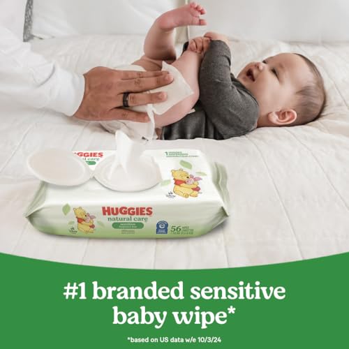 HUGGIES NATURAL CARE SENSITIVE BABY WIPES, UNSCENTED, HYPOALLERGENIC, 6 FLIP-TOP PACKS (288 WIPES TOTAL)