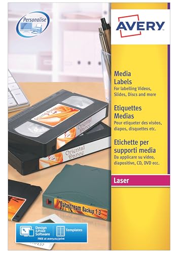 Avery L7666-25 Pochette de 230 Etiquettes pour Disquettes Blanc