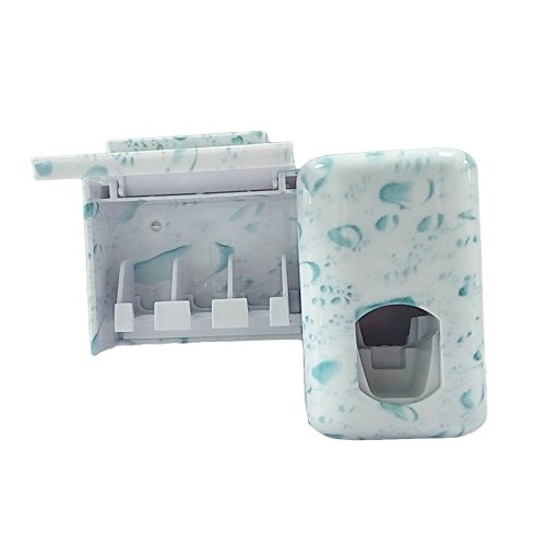 Toothbrush Holder Wekity Single Combination Automatic Toothpaste Dispenser Anti-dust Cover Toothpaste Squeezer Kit with Electric Watch, 3 Holders Wall Mounted Bathroom Accessories Storage Set (White)