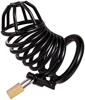 Men's Metal Stainless Steel Virginity Lock Device CB Toy (Black, 50mm)