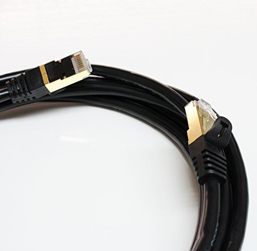 Tera Grand - Premium CAT7 Double Shielded 10 Gigabit 600MHz Ethernet Patch Cable for Modem Router LAN Network - Built with Gold Plated and Shielded RJ45 Connectors, 10 Feet Black - Thumbnail 5
