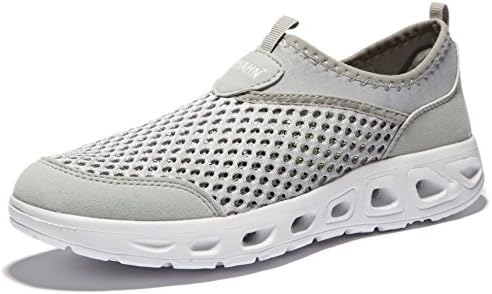 Men's Slip On Outdoor Casual Walking Sneakers Lightweight Breathable Mesh Pool Swimming Beach Water Shoes Size 10 US Grey