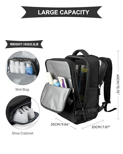 SZLX Vacuum Backpack with Pump Carry-on Luggage 40x30x20 Ryanair Vueling Wizzair Easyjet Backpack Travel Cabin Airplane 40x20x25 Ryanair Women Waterproof Carrying Backpack for Laptop Computer