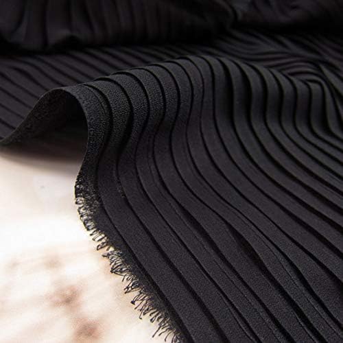 Black Chiffon Accordion Pleated Fabric 