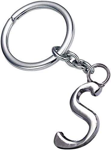MISMIL Alphabet Letter S Metal Keychain/Keyring/Key Ring/Key Chain (Silver)