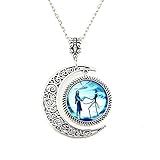 Jack and Sally Moon Pendant Charm Crescent Necklace