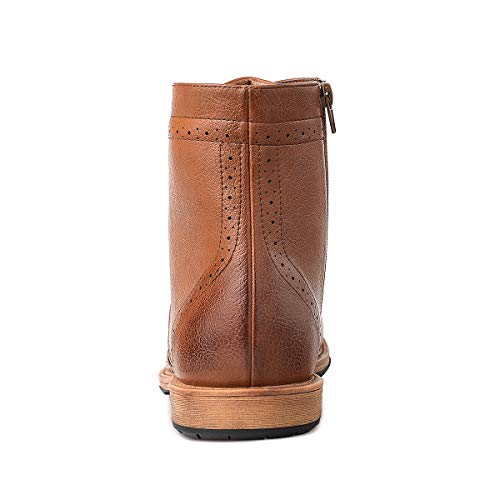 Men's Wingtip Oxford Boots Chukka-Lace-Up Zip Boots Ankle Dress Boots Work Combat Hike Brown 10 - Thumbnail 5